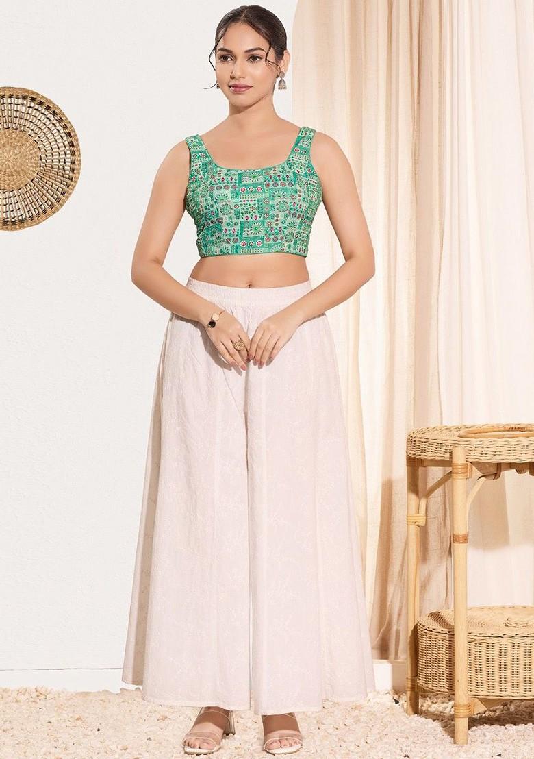 Woven Design Square Neck Padded Saree Blouse