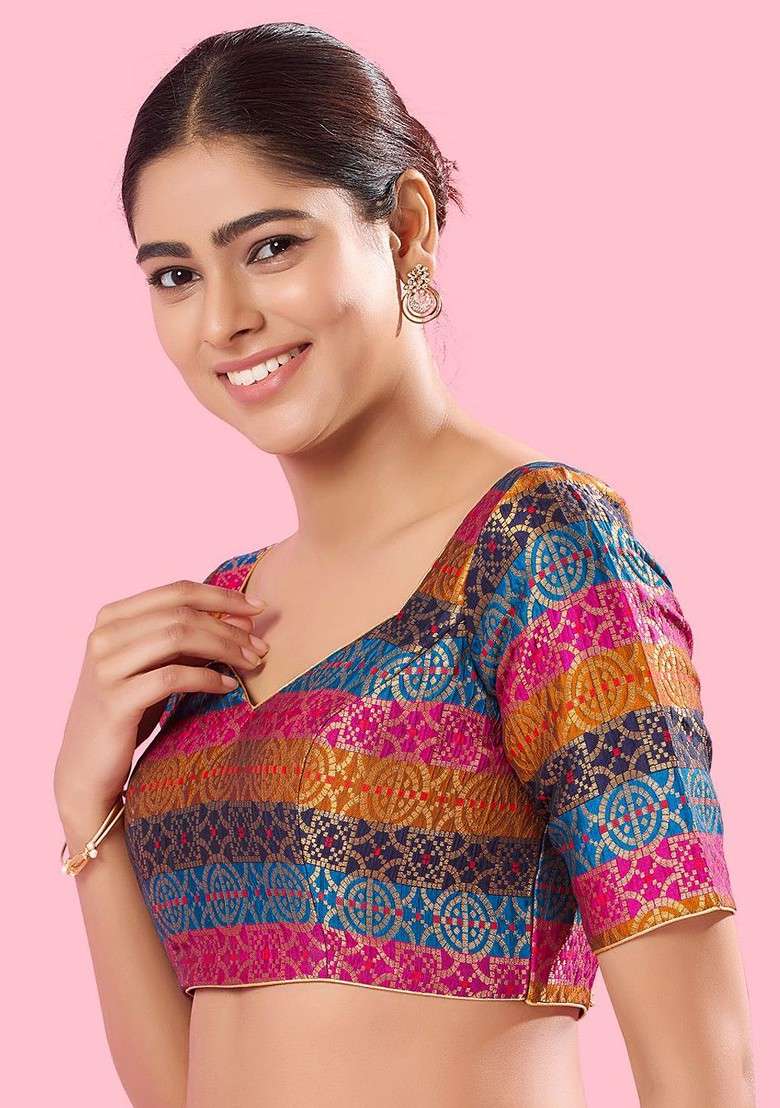 Women Sweetheart Neck Padded Saree Blouse - Indya