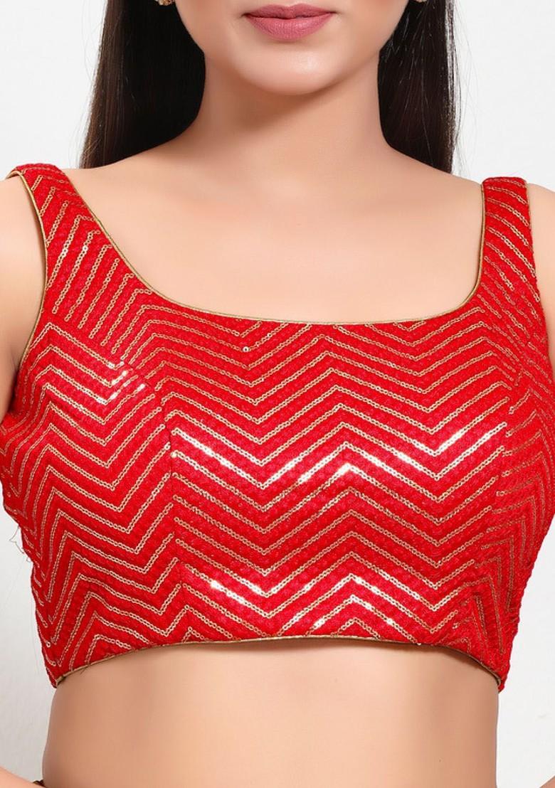 Embroidered Sequinned Silk Sleeveless Saree Blouse