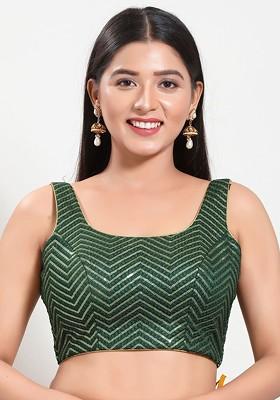 Women Embroidered Sleeveless Saree Blouse