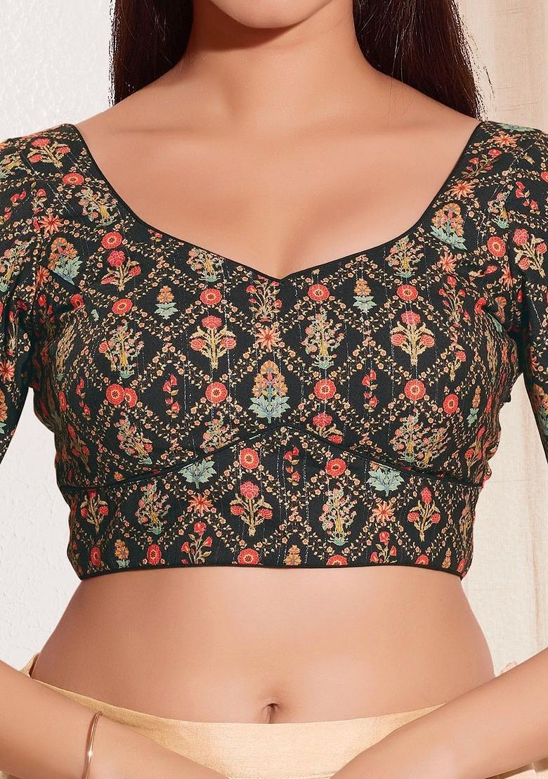 Woven Design Sweetheart Neck Padded Saree Blouse