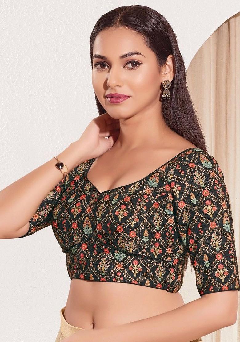 Woven Design Sweetheart Neck Padded Saree Blouse