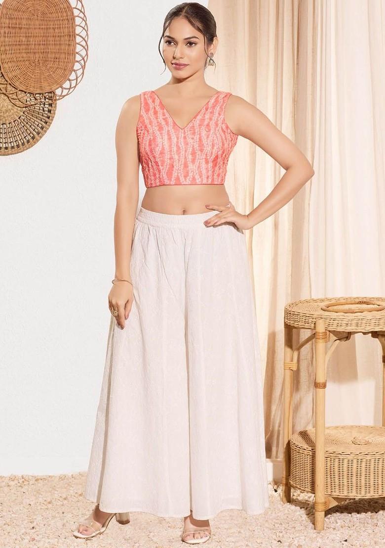 Woven Design V Neck Padded Saree Blouse