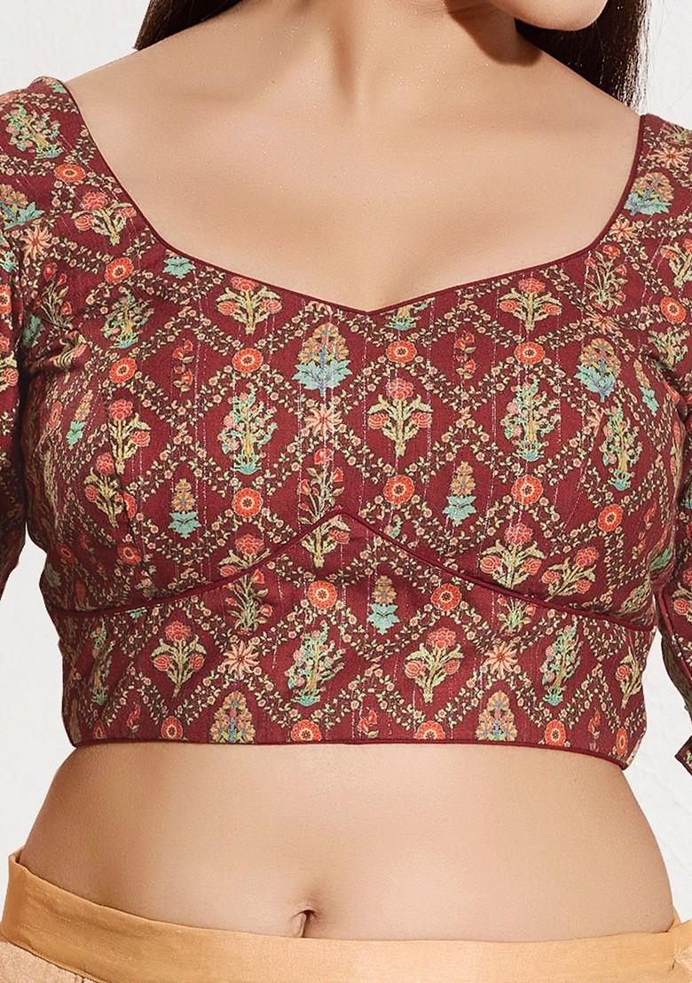 Printed Sweetheart Neck Padded Saree Blouse