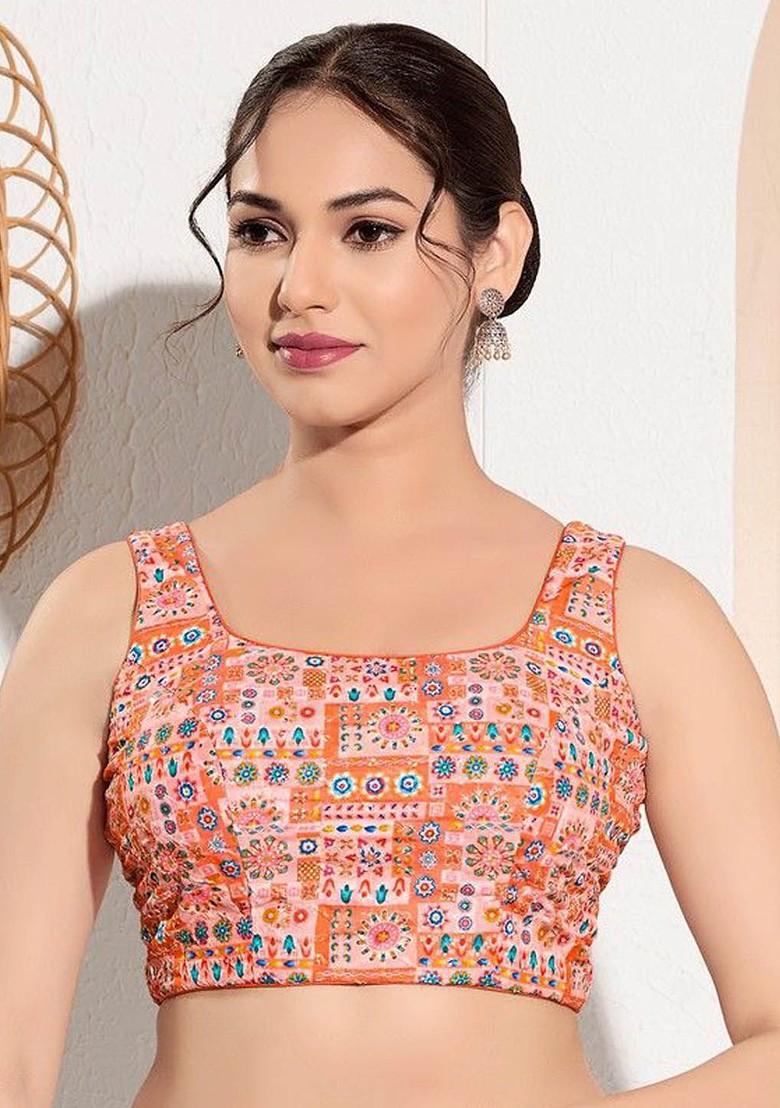 Square Neck Padded Saree Blouse