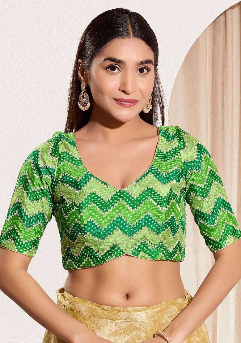 Woven Design Padded Saree Blouse - Indya