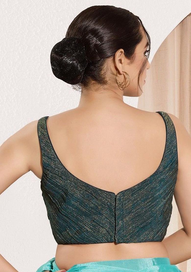 Embellished V Neck Padded Saree Blouse