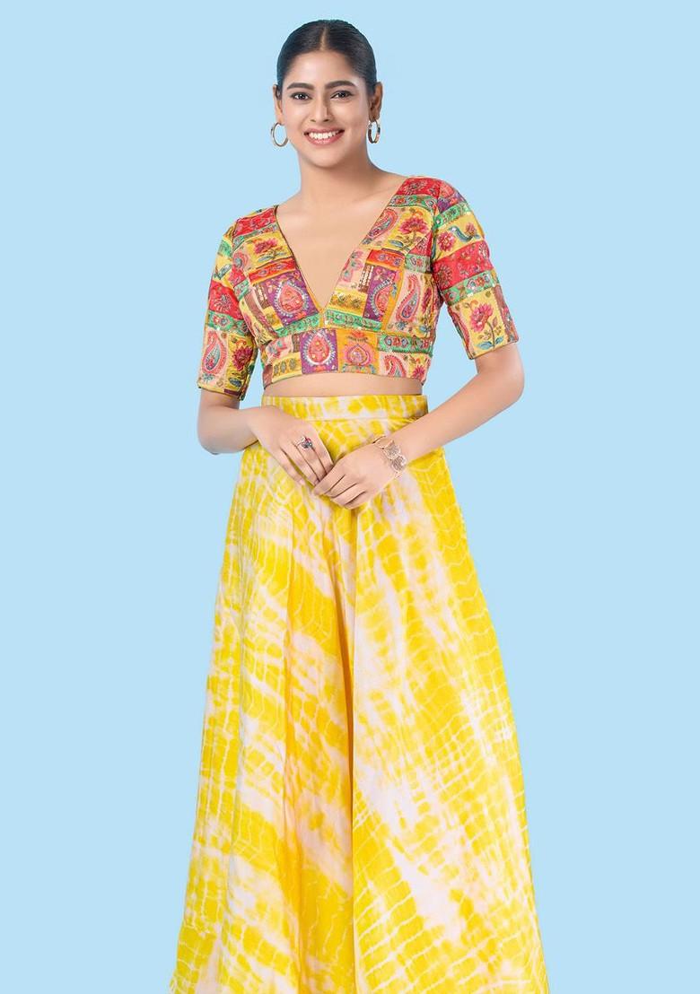 Embroidered V Neck Padded Saree Blouse