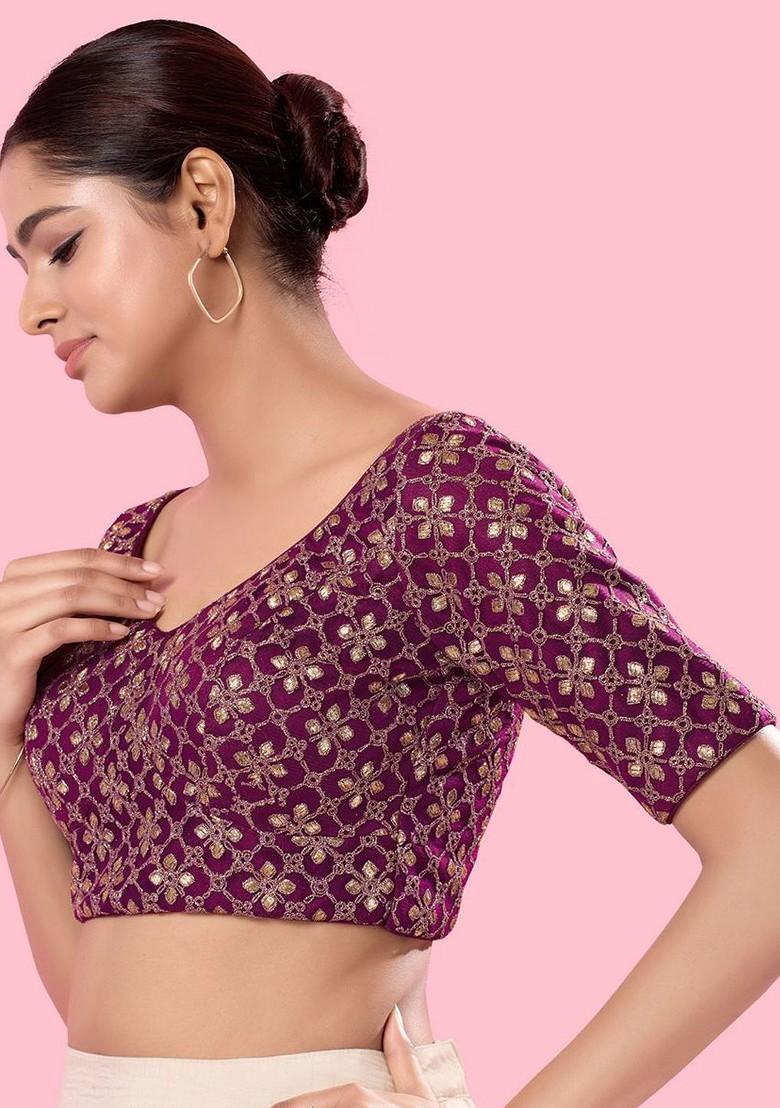 Embroidered Sweetheart Neck Padded Saree Blouse
