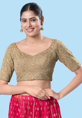 Embroidered Sweetheart Neck Padded Saree Blouse
