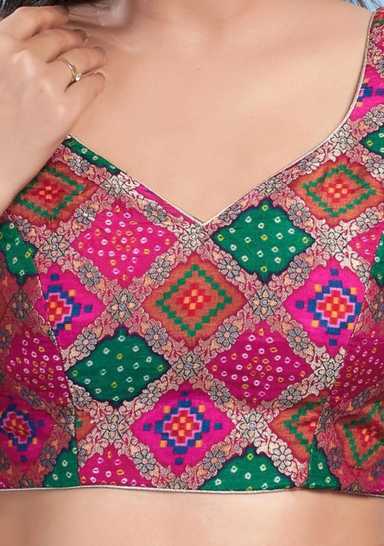 Woven Design Brocade Sweetheart Neck Padded Saree Blouse