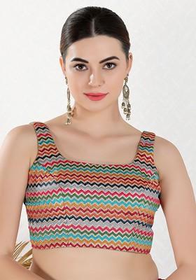 Embroidered Square Neck Padded Saree Blouse