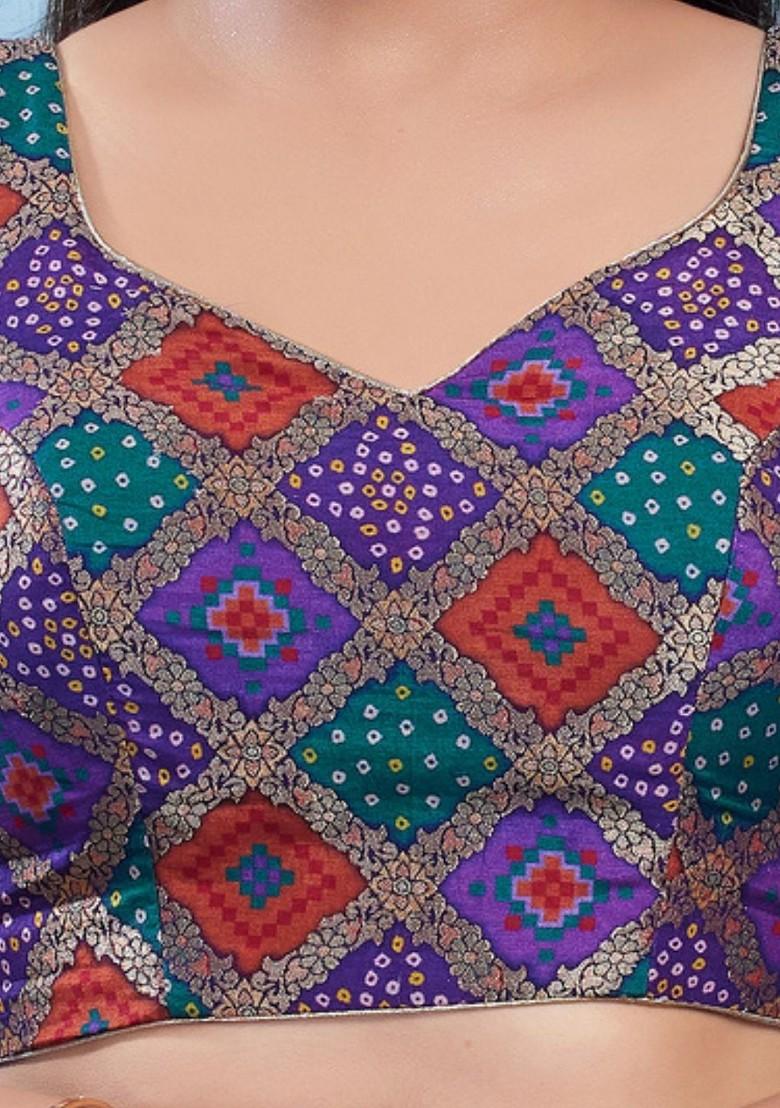 Woven Design Brocade Zari Sweetheart Neck Padded Saree Blouse