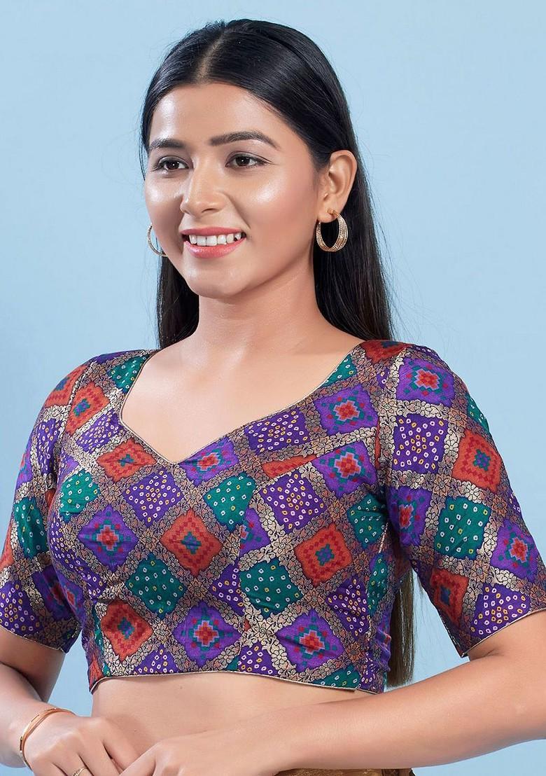 Woven Design Brocade Zari Sweetheart Neck Padded Saree Blouse