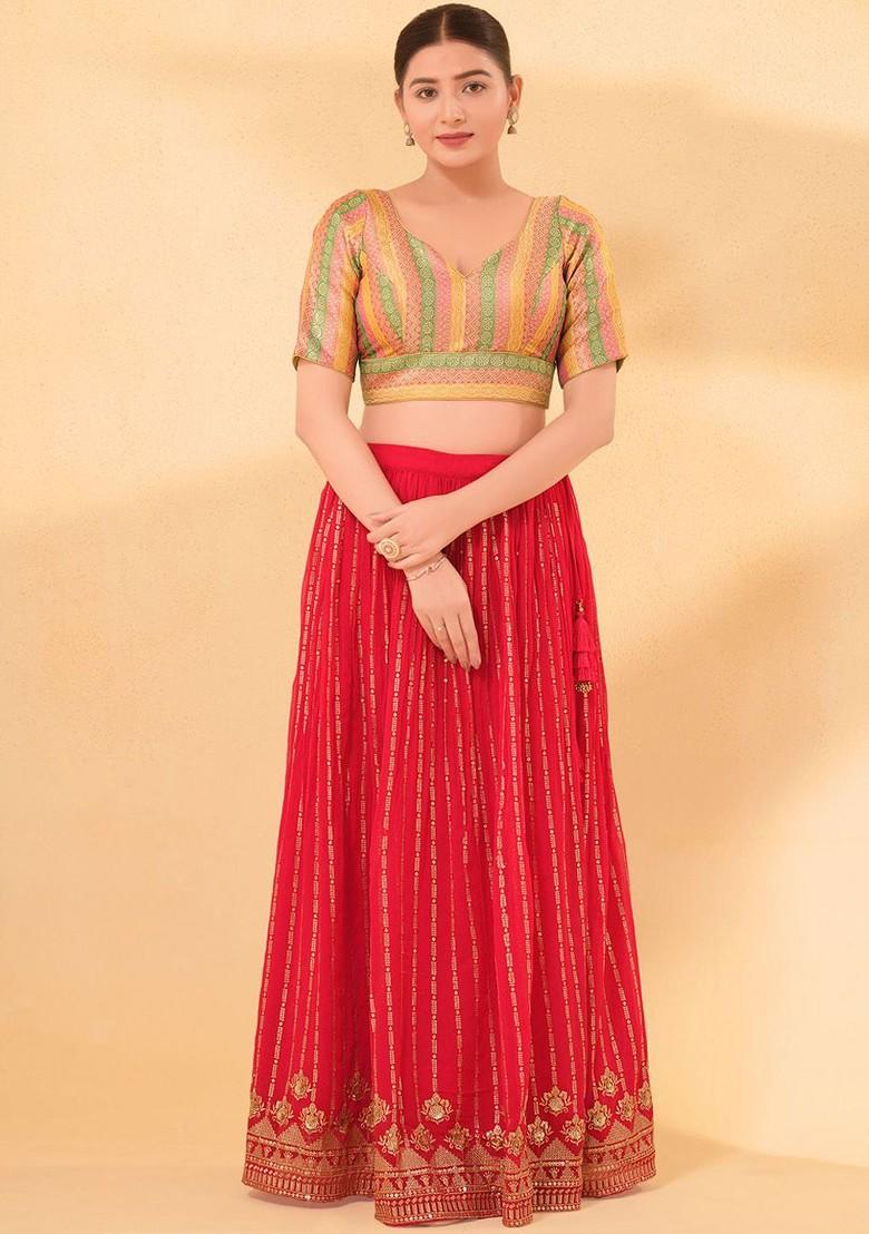 Woven Design Brocade Sweetheart Neck Padded Saree Blouse