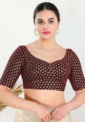 Women Embroidered Sweetheart Neck Padded Saree Blouse