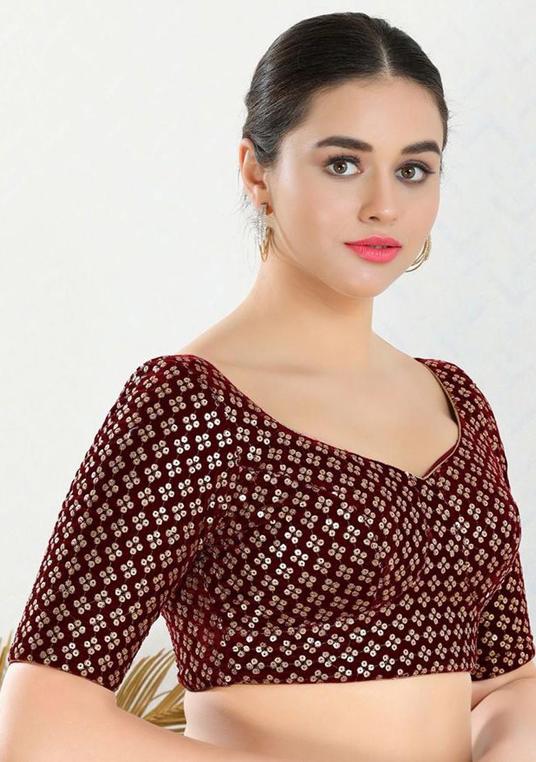 Women Embroidered Sweetheart Neck Padded Saree Blouse