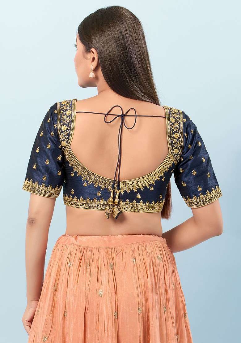 Women Square Neck Padded Saree Blouse - Indya