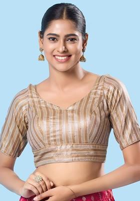 Women V Neck Padded Saree Blouse