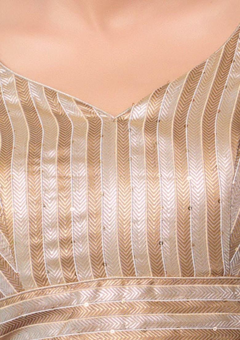 Women V Neck Padded Saree Blouse