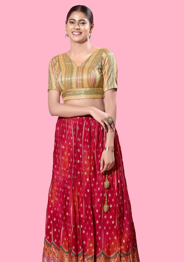 Women V Neck Padded Saree Blouse