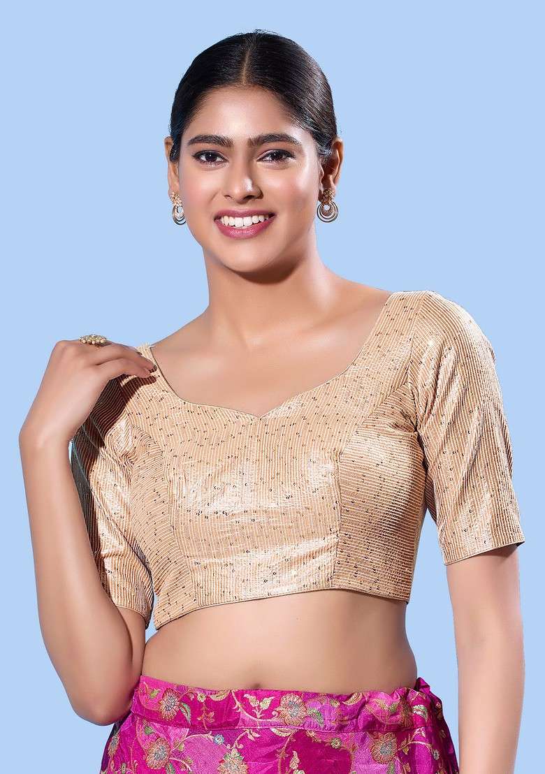 Women Sweetheart Neck Padded Saree Blouse - Indya