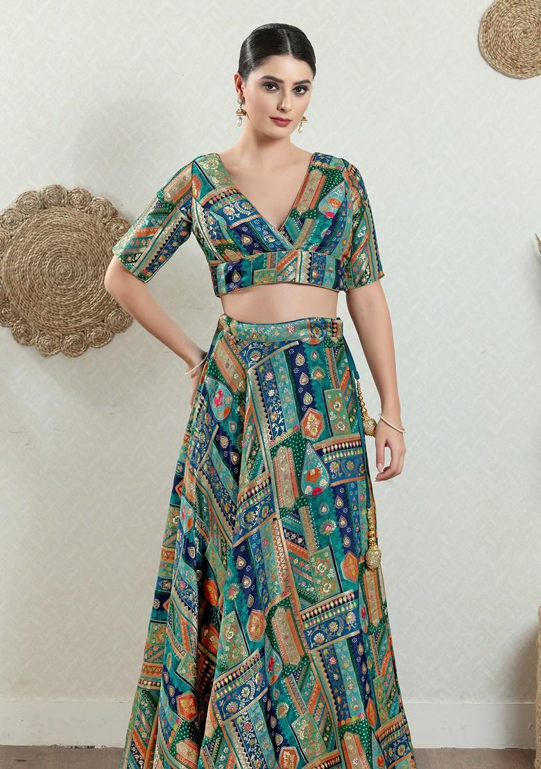 Women V Neck Padded Saree Blouse