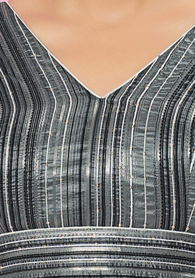 Women V Neck Padded Saree Blouse