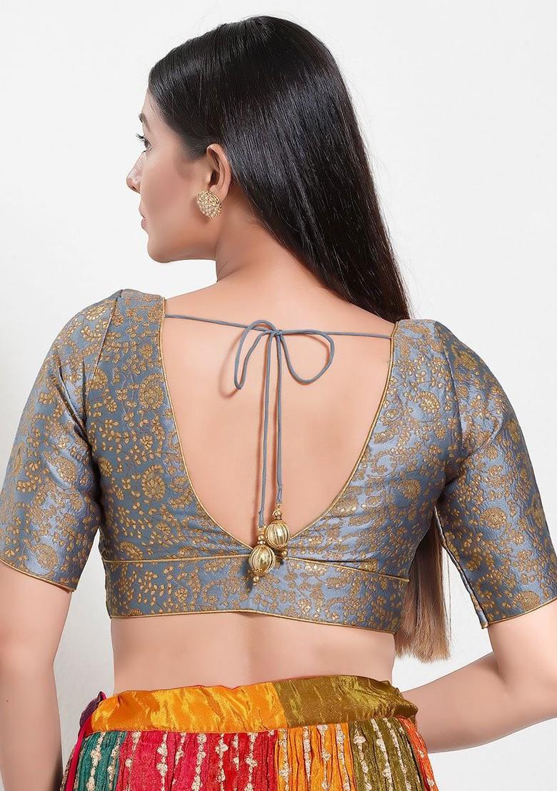 Women V Neck Padded Saree Blouse
