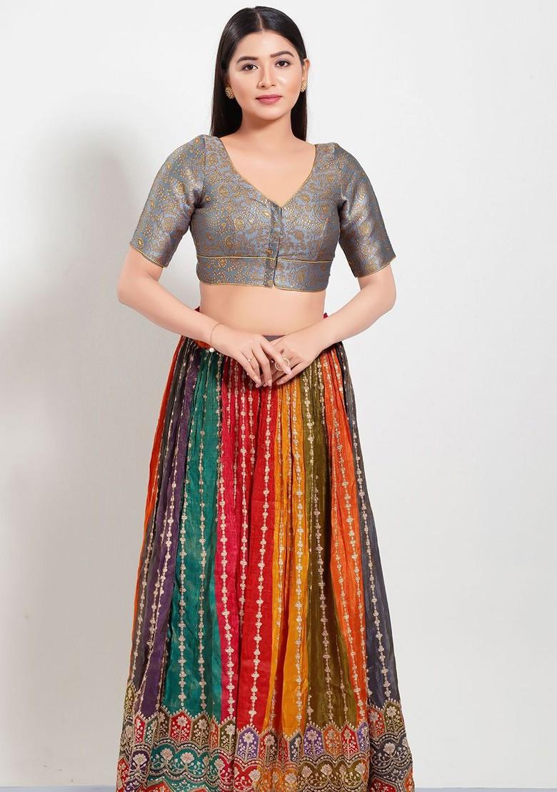 Women V Neck Padded Saree Blouse