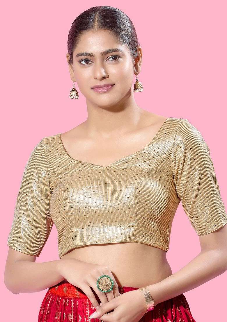 Women Sweetheart Neck Padded Saree Blouse - Indya