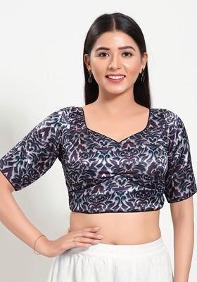Women V Neck Padded Saree Blouse