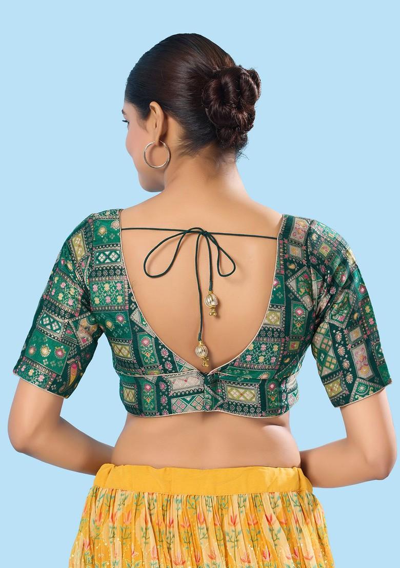 Women V Neck Padded Saree Blouse