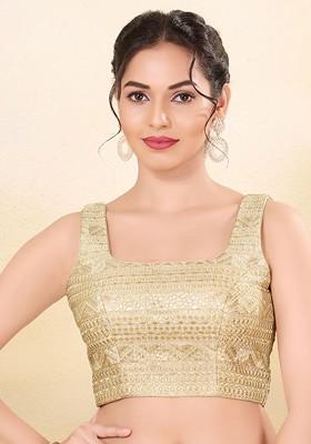 Women Square Neck Padded Saree Blouse