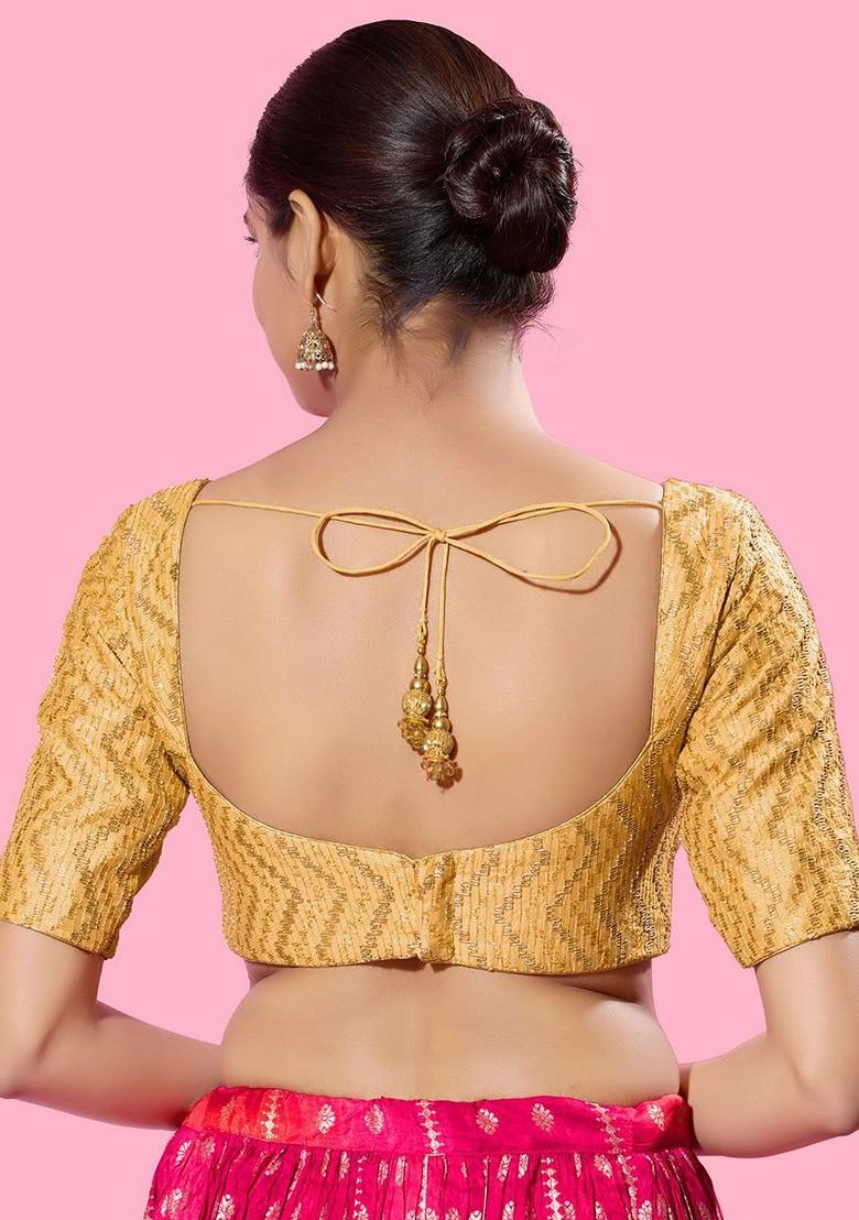 Women V Neck Padded Saree Blouse