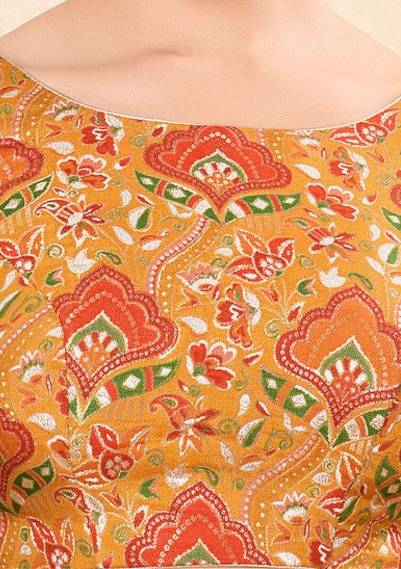 Women Round Neck Padded Saree Blouse - Indya