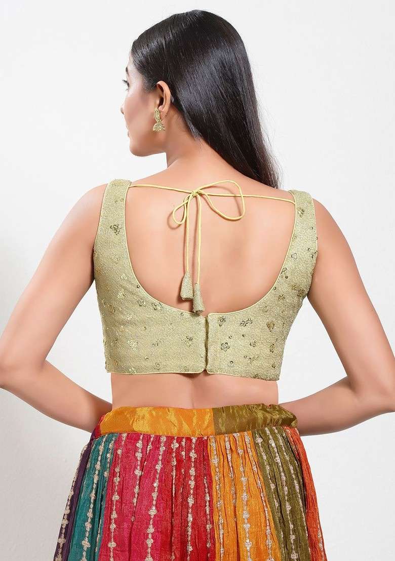 Women Round Neck Padded Saree Blouse - Indya