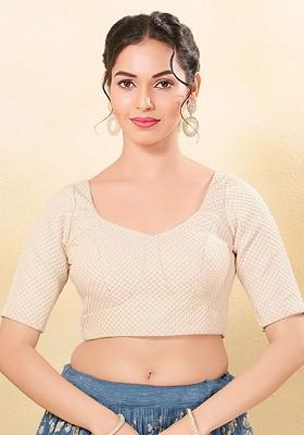Embroidered Short Sleeves Saree Blouse