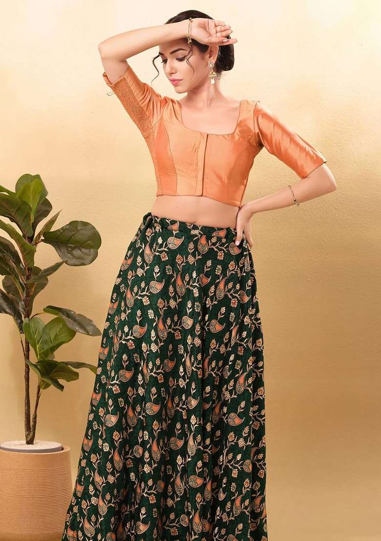 Women Round Neck Padded Saree Blouse - Indya