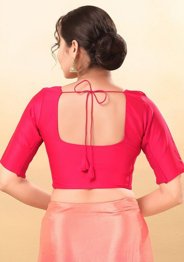 Women Round Neck Padded Saree Blouse
