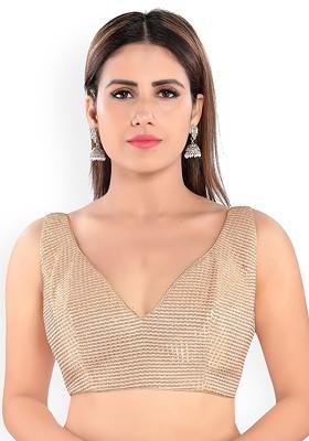 Women V Neck Padded Saree Blouse