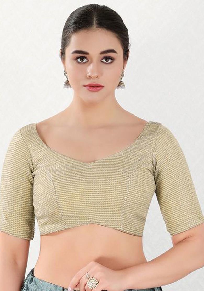 Women Round Neck Padded Saree Blouse