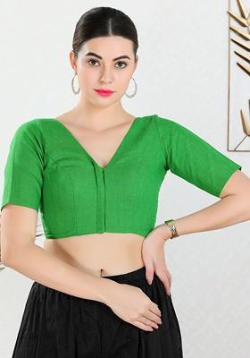 Women V Neck Padded Saree Blouse