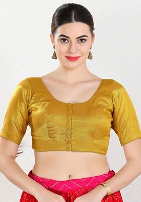 Silk Round Neck Padded Saree Blouse
