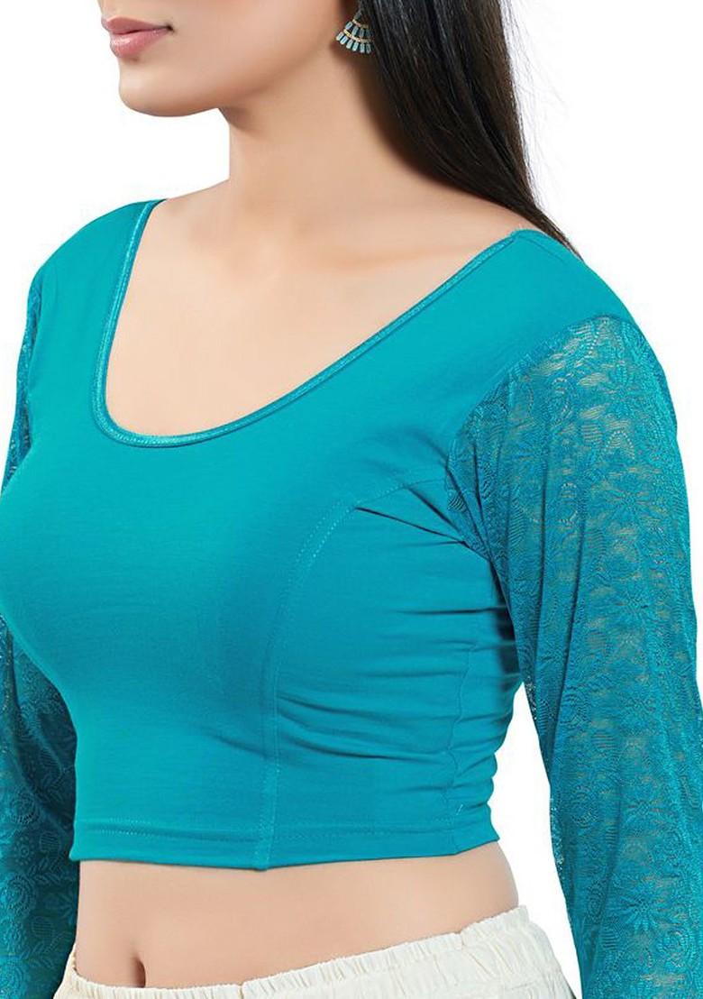 Solid Round Neck Non Padded Stretchable Saree Blouse