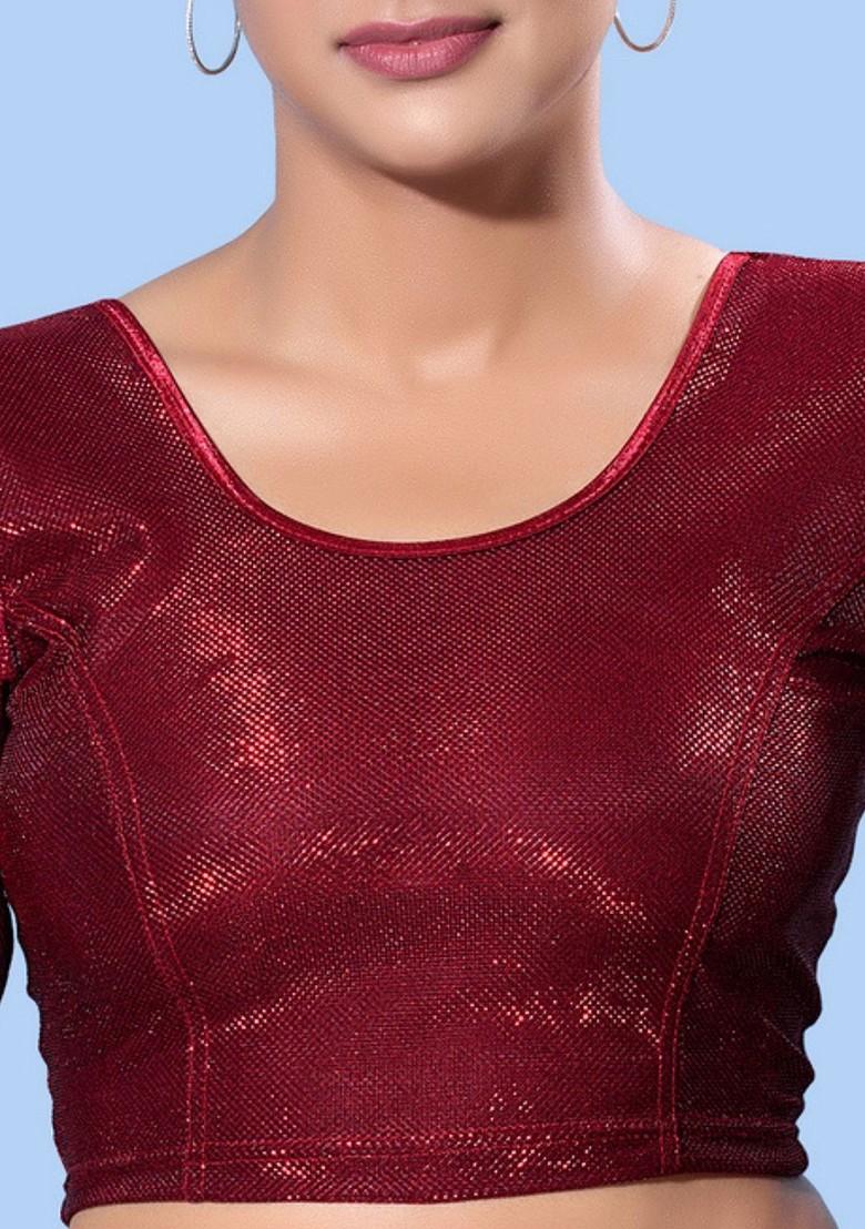 Round Neck Non Padded Stretchable Saree Blouse