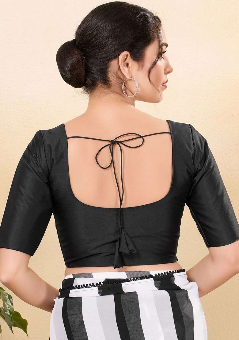 Women Round Neck Padded Saree Blouse - Indya