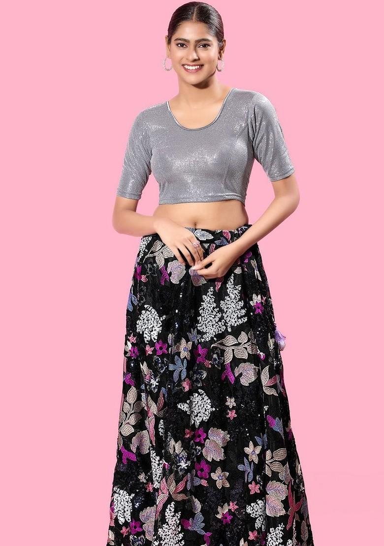 Round Neck Non Padded Stretchable Saree Blouse