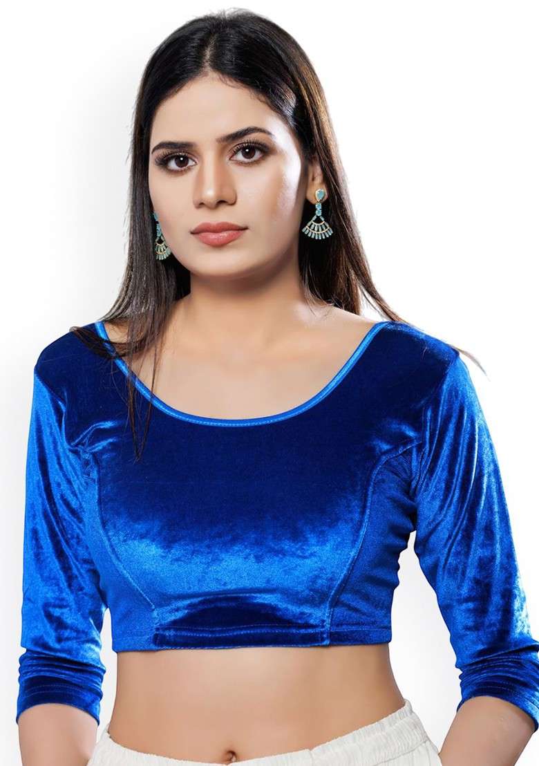 Women Solid Non Padded Saree Blouse - Indya