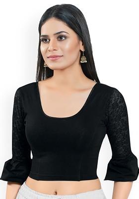 Round Neck Non Padded Stretchable Saree Blouse